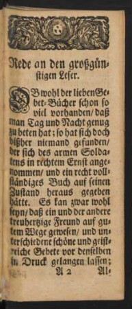 Rede an den großgünstigen Leser.
