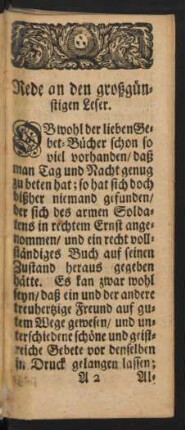 Rede an den großgünstigen Leser.