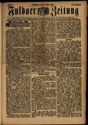 Erste Ausgabe vom Sonntag, den 25. März 1894.