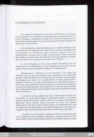 La Turquie Et Le Califat