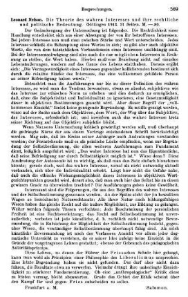 569, Leonard Nelson. Die Theorie des wahren Interesses und ihre rechtliche und politische Bedeutung. 1913