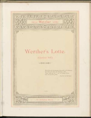 7. Wetzlar. Werther's Lotte. (Charlotte Buff.) Im deutschen Hause.