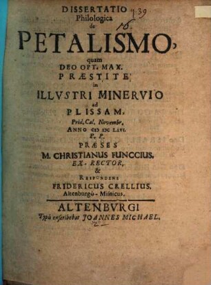 Diss. philol. de petalismo