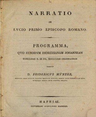 Narratio de Lucio primo episcopo Romano