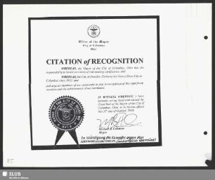 CITATION of RECOGNITION