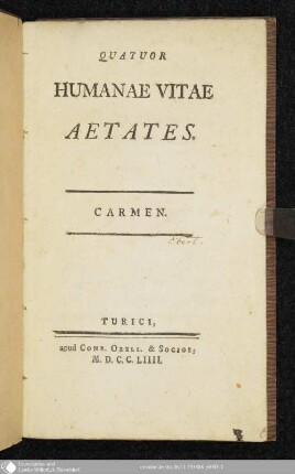 Quatuor Humanae Vitae Aetates : Carmen