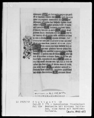 Liber horarum — Kleine Initialen mit Bordürenfortsatz, Folio 89verso