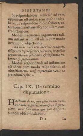 Cap. IX. De termino disputationis.