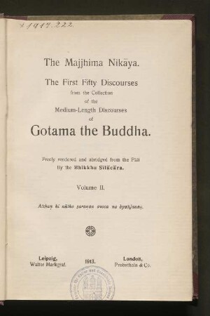 2: The first fifty discourses from the collection of the medium length discourses (Majjhima-Nikāya) of Gotama the Buddha