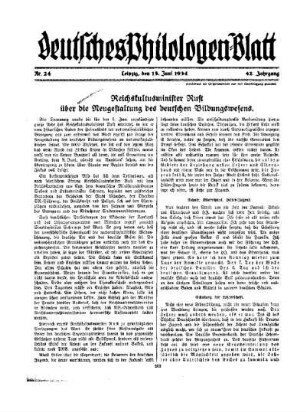 Reichskultusminister Rust über die Neugestaltung des deutschen Bildungswesens