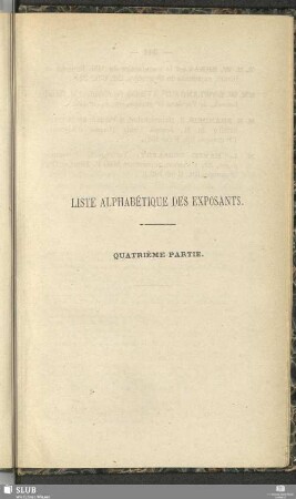 Liste Alphabétique Des Exposants. Quatrième Partie