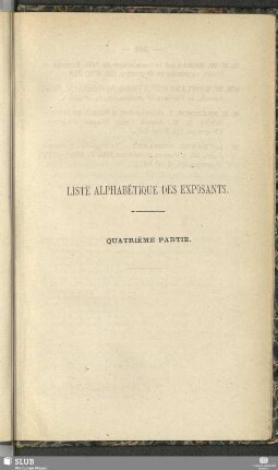 Liste Alphabétique Des Exposants. Quatrième Partie