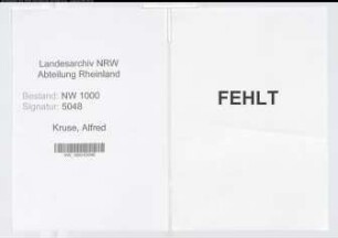 Entnazifizierung Alfred Kruse, geb. 12.03.1888 (Verwaltungsbeamter)