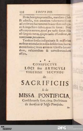Locvs XXII. De Sacrificio Et Missa Pontificio.