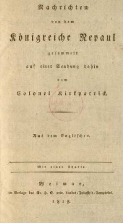 Nachrichten von dem Königreiche Nepaul : Aus dem Englischen