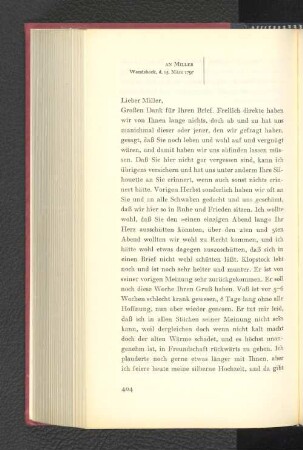 An Miller Wandsbeck, den 15. März 1797