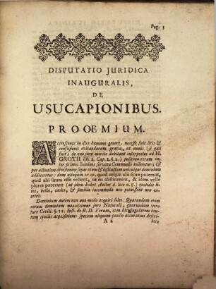 Disp. inaug. iur. de usucapionibus