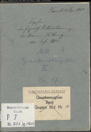 Zivilstandsregister der Munizipalität Ladbergen (GAHT 1812). (Gemeinde: Ladbergen, Kreis Tecklenburg)