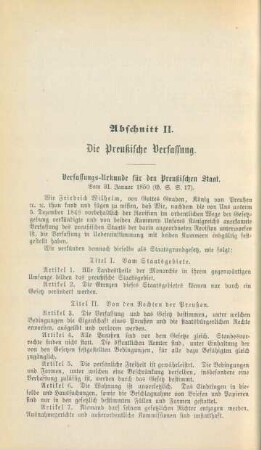 Abschnitt II. Die Preußische Verfassung