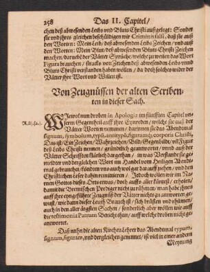 Von Zeugnüssen der alten Scribenten in dieser Sach.