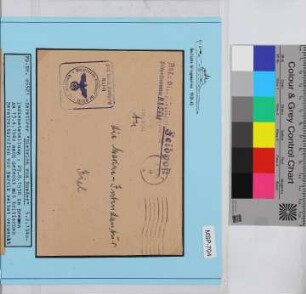 Dienstbrief, Schiffsname/Landeinheit: Z 17 / Diether von Roeder; Frankatur, Mi.-Nr.: [Keine]; Poststempel: Masch.-Stpl: Kiel 1m 5.2.40 u. Werbetext; Nebenstempel: Frei durch Ablösung Reich Briefstempel Dienstst. Feldpost-Nr. 05521