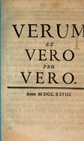 Verum Ex Vero Pro Vero