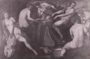 Musizierende Frauen : Tintoretto, Jacopo:. Musizierende Frauen. Öl auf Leinwand; 42 x 214 cm. Dresden: Gemäldegalerie Alte Meister Kat. 1908, Nr. 265