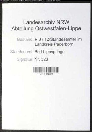 Sterberegister Standesamt Bad Lippspringe