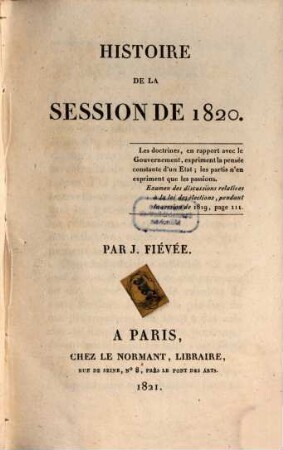 Histoire de la session de 1820
