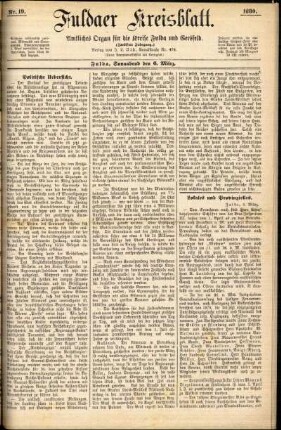 Erste Ausgabe vom Samstag, den 06. März 1880.