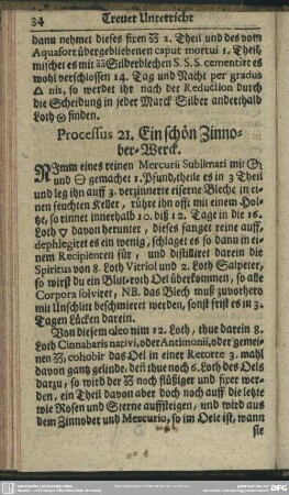Processus 21. Ein schön Zinnober-Werck