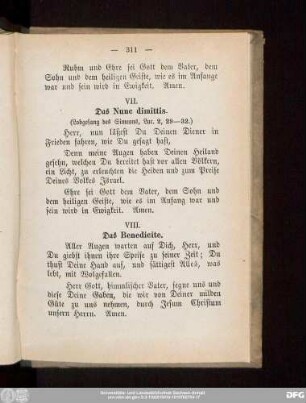 VIII. Das Benedicite.
