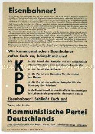 Aufruf an die Eisenbahner, in die KPD einzutreten