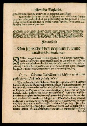 Conversatio Von schwacheit des verstandts/ unnd mittel denselben zuerlangen.