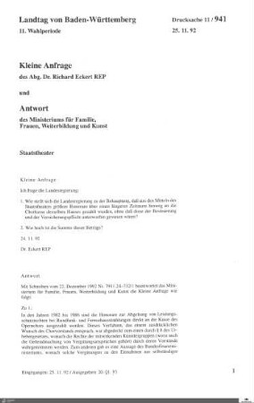 Anfrage der Republikaner: Staatstheater