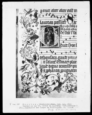 Psalterium aus Sankt Ulrich in Augsburg — Initiale G (aude), darin der heilige Ulrich, Folio 161verso