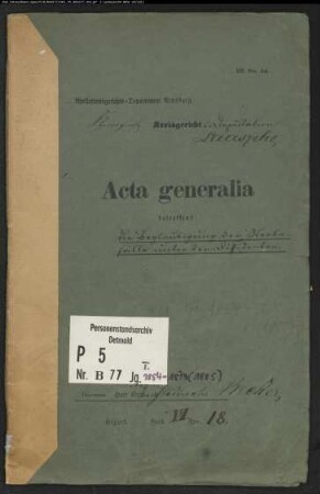 Belegakten zu den Zivilstandsregistern der Dissidenten mit den Orten Erndtebrück, Laasphe, Oberndorf, Richstein, Rückershausen und Weide (T 1854-1873)
