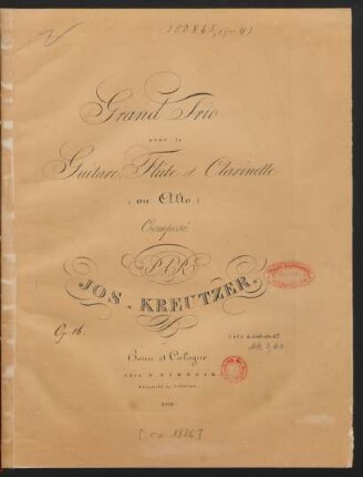 Grand Trio pour la Guitare, Flûte et Clarinette (ou Alto)