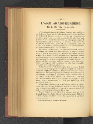 L'Ame Arabo-Berbère et le Devoir Francais.