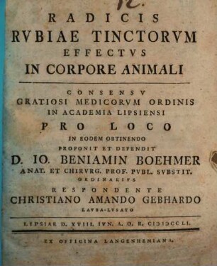 Radicis rubiae tinctorum effectus in corpore animali