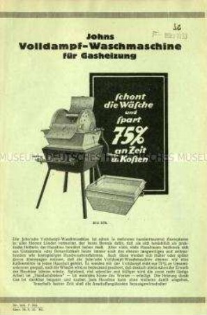 Johns Volldampf-Waschmaschine für Gasheizung