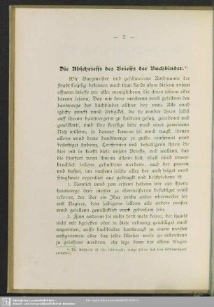 Die abschriefft des Brieffs der Buchbinder