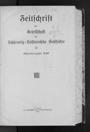 48.1918: Zeitschrift der Gesellschaft für Schleswig-Holsteinische Geschichte