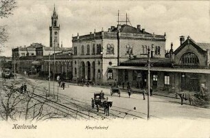 Postkartenalbum mit Motiven von Karlsruhe. "Karlsruhe. Hauptbahnhof"