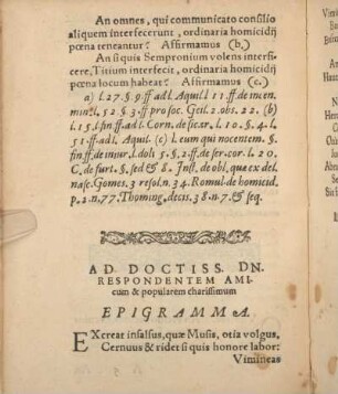 Ad Doctiss. Dn. Respondentem Amicum & popularem charissimum Epigramma.