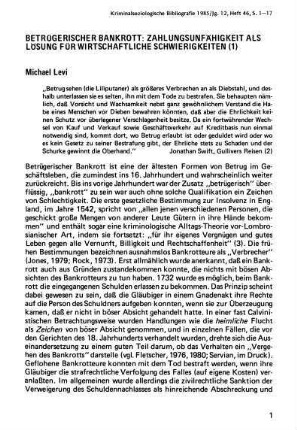 1-17, Betrügerischer Bankrott: Zahlungsunfähigkeit als Lösung für wirtschaftliche Schwierigkeiten