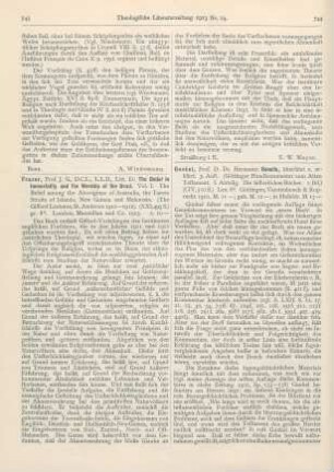 743-744 [Rezension] Frazer, James George, The Belief in Immortality and the Worship of the Death