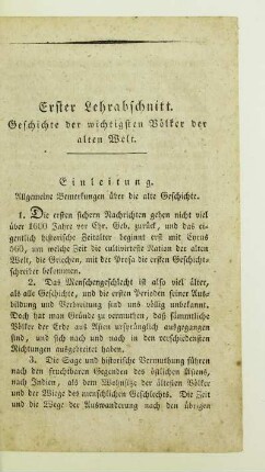 Erster Lehrabschnitt. Geschichte der wichtigsten Voelker der alten Welt