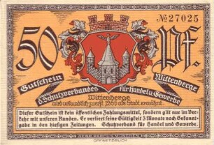 Gutschein des Schutzverbandes für Handel und Gewerbe in Wittenberg