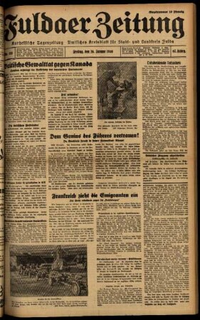 Ausgabe vom Freitag, den 26. Januar 1940.